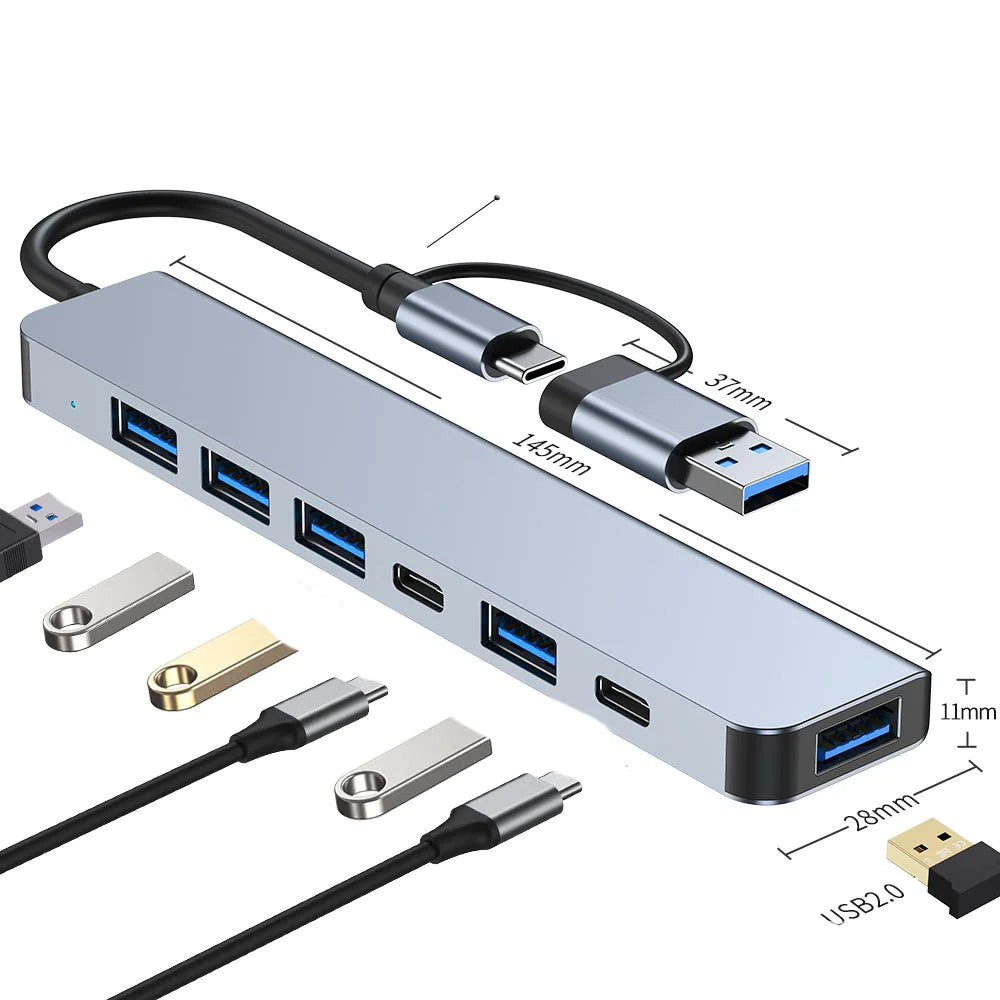 Type-C Docking Station 7-in-1 USB Hub for MacBook, Huawei, and Laptops