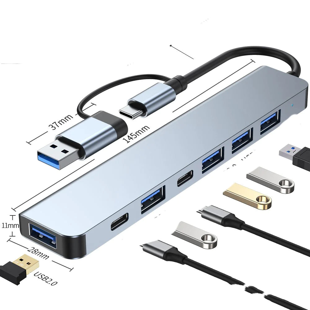 Type-C Docking Station 7-in-1 USB Hub for MacBook, Huawei, and Laptops